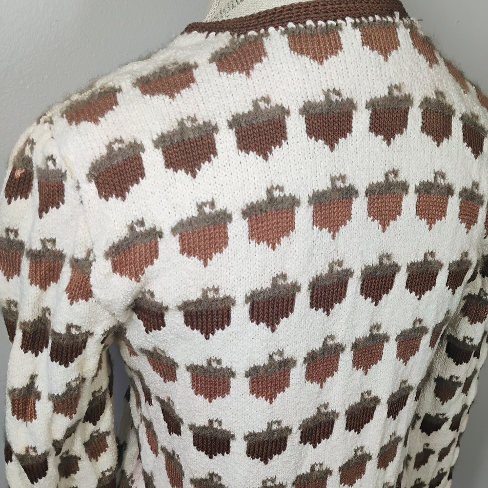Vintage Dia North of Boston Cardigan Sweater Womens Small Acorn Squirrel Fall - Picture 7 of 15